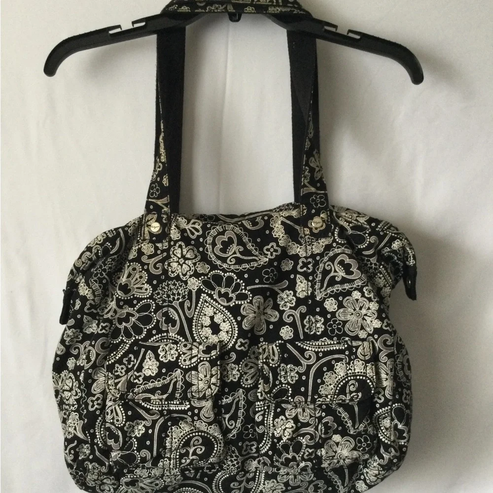 Thirsty One Black and White Floral Paisley Tote Bag